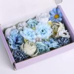 20 stuks blauwe om te knutselen, roos, , hortensia, dahlia's, madeliefjes, bloemen, decoratie, zijden bloemen, hortensia's voor doe-het-zelf bruiloftsboeketten