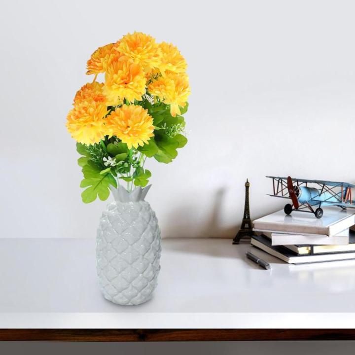 Kunstblumen Künstliche Pompon-Chrysantheme Kunstblumen Innen Gelb Seidenblumen Dekoration für Hausgarten Party