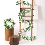 guirlande met kunstrozen, 2 stuks, 220 cm, hangende bloemen van zijde voor outdoor, indoor, bruiloft, badkamer en wanddecoratie (wit)