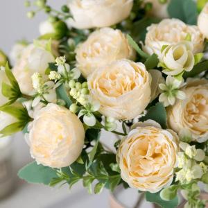 4 Bündel Pfingstrose Künstliche Blumen Champagner Blumen Seidenpfingstrosen Blumensträuße für Hochzeit Partei Tischaufsätze Blumenarrangement Heim Küche Dekor