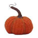 Stoffen pompoen, gebreide pompoen, boerderijdecoratie, rustieke pompoenornament, oogstdankkoen om te versieren als oogstcadeau, 12,7 cm