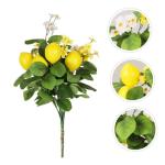 5St Zitronenstrauß Zitronenblumenarrangement gelbe Vase gelbes Dekor Zitronenblumenstrauß Künstlicher Zitronenzweig gefälschte Zitronendekor mit grünen Blättern Schaum Yellow