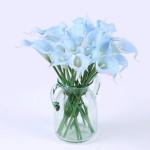 20 stuks kunstbloemen Calla lelie, bruid, latex, ware aanraking, familie, decoratie, feest, bruiloft, hotel, decoratie, boeket (hemelsblauw)