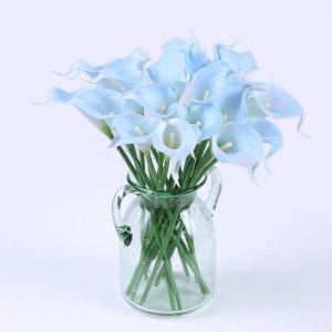 20 stuks kunstbloemen Calla lelie, bruid, latex, ware aanraking, familie, decoratie, feest, bruiloft, hotel, decoratie, boeket (hemelsblauw)