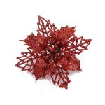 Poinsettia Kerstbloem, 10 stuks, glitter, kerstster, bloemen met clips, voor kerstboomdecoraties, kerstbloemen voor Kerstmis, tuin, Nieuwjaar, kransen, rood