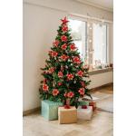 15 stuks 14 cm kunstmatige kerstster bloemen glitter met clips stengels kerstboom ornamenten voor krans feest bruiloft Nieuwjaar decoratie (rood gouden)