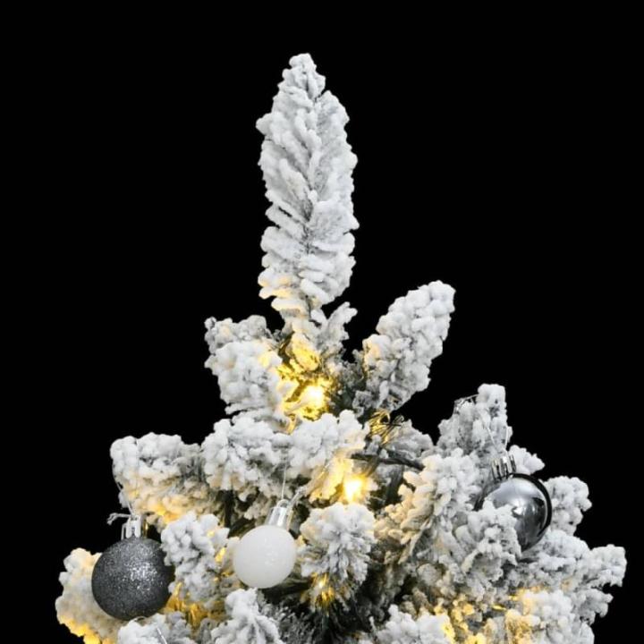 Künstlicher Weihnachtsbaum Klappbar Christbaum Kunstbaum Weihnachten Dekobaum Künstlicher Weihnachtsbaum Tannenbaum Weihnachtsdeko 150 LEDs & Kugeln 150 cm Grün und Weiß