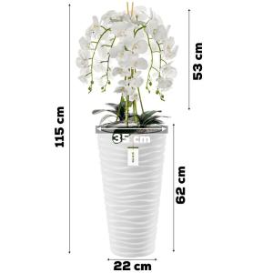 Künstliche Orchidee Kaskaden Blumenstrauß Weiß im Topf Weiß H 115 cm Heimbüro Dekoration, Kunstpflanze Orchidee, Kunstblume, Künstliche Orchidee im Topf