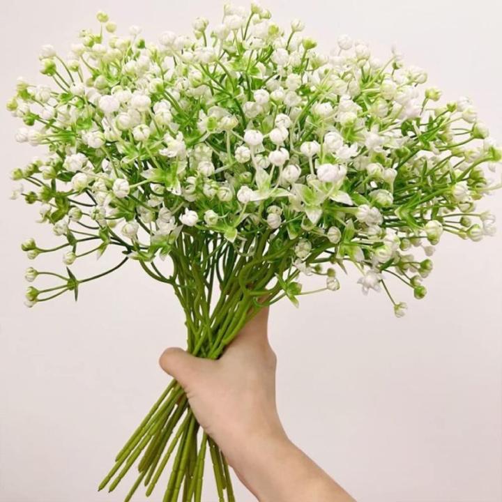 12 stuks Gypsophila kunstmatige bloemen, nep baby adem Gypsophila bloemen boeketten, nep bloemen voor DIY bruiloft boeket partij tafelstukken bloemstukken en Home Decor