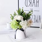 Kunstblumen Künstliche Blumen im Topf, Kunstblumen-Arrangement mit Keramikvase für Zuhause, Büro, Küche, Schlafzimmer, Hochzeitsdekoration für jeden Anlass