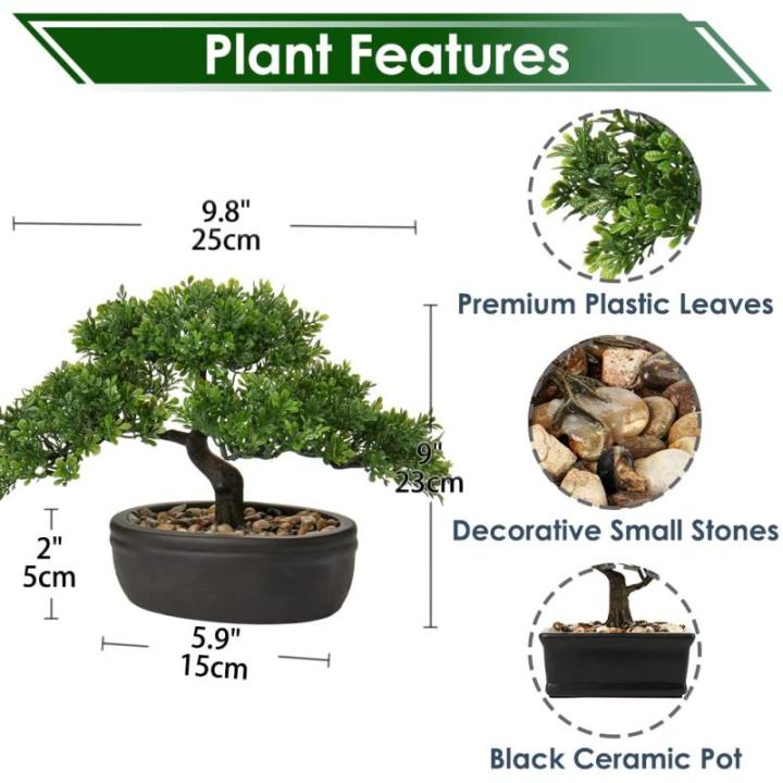 Kunstmatige bonsai in pot, kunstmatige bonsai boom, bonsai kunstplant als echt, Japanse decoratie kunstboom bonsai podocarpus, kunstkamerplanten voor badkamerdecoratie, bureau, ven