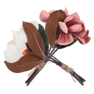 ceramic ornaments 2 Stück künstliche Kunstblumen, Haushaltsdekoration, Blumenstrauß, Dekorationen, Hochzeit, Heimdekoration, simulierte Ornamente, gefälschte Magnolien-Blumen-S