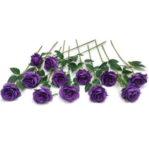12 stuks Kunstmatige Rozen, 53cm Kunstrozen Enkele Lange Steel , Realistische voor Bruiloftsboeket, Thuis Tuin Woonkamer Hotel Kantoor Decoratie (Violett)