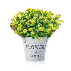 Kunstplanten Decoratieve Bloemen, voor Buiten Binnen Kunstplanten in Potten, Ambachten voor Huisdecoratie, Kamerdecoratie, Kantoor, Keuken, Tuin (Geel)