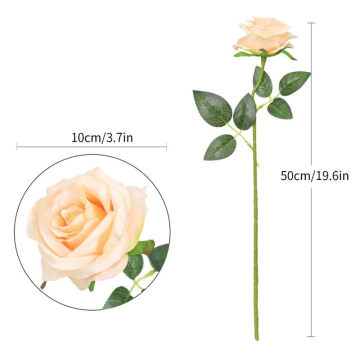 Kunstmatige Zijde Roos Bloem Enkele Stam Levensechte Nep Roos voor Bruiloft Boeket Bloemenarrangementen Huis Feest Bloemstuk Decoratie, 10 stuks (Champagne)