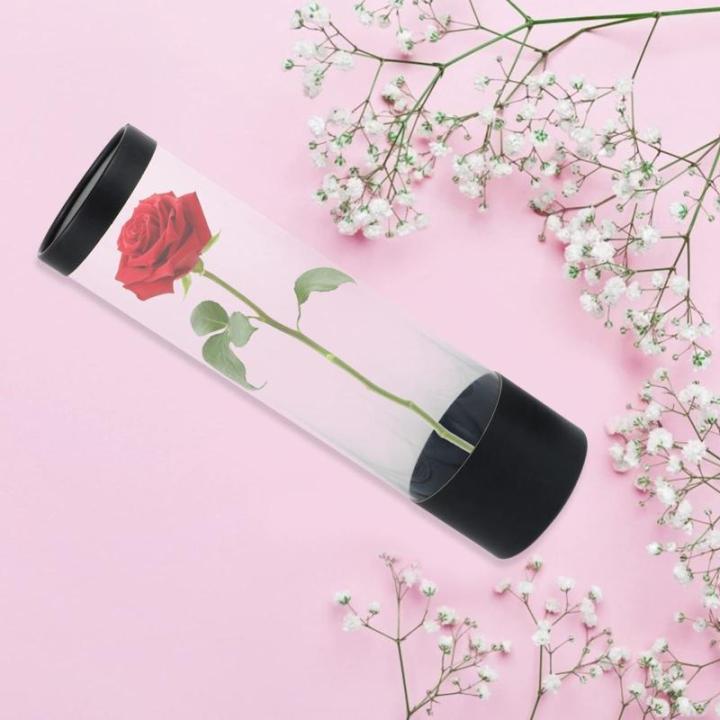 Bloem Display Box Bloem Rozen Verpakking Cilinder Box met handvat Deksel Bloemen Opstelling Box Bloemisten Geleverd voor Home Shop Zwart
