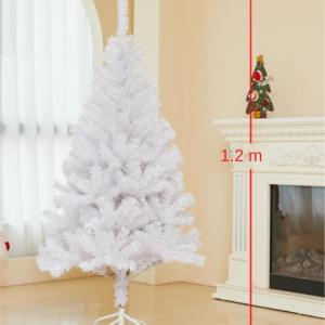Weihnachtsbaum Weißer Künstlicher Weihnachtsbaum Mit Metallstütze, Weihnachtsbaum for Den Innen- Und Außenbereich, Weihnachtsdekoration Christbaum(1.2m)