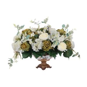 Kunstblumen Künstliche Blumen im europäischen Stil mit Harzvase, künstliche Pfingstrosenblumen-Tischaufsätze, gefälschte Blumensträuße für jeden Anlass