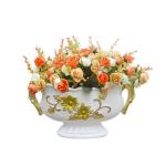 21 kunstzijden rozen, 2 bundels , decoratieve kleine boeketten , kunstboeket, realistisch plastic boeket voor huis, feest, taartdecoratie