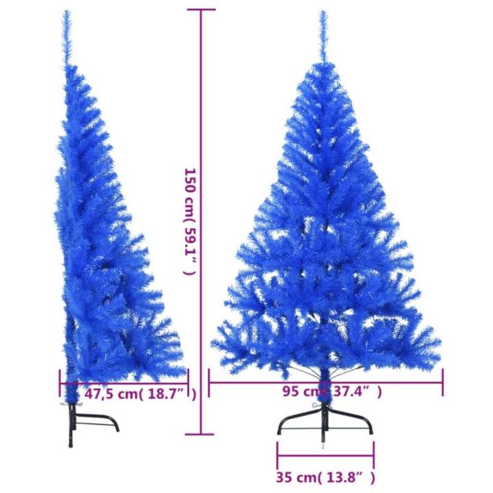 Kunstkerstboom met standaard, 150 cm, hoge kerstdecoratie, pvc en staal, blauw