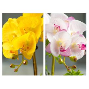 Kunstblumen Gefälschte Orchideenblumen in vergoldeter Keramikvase, künstliche Pflanzen, Bonsai-Seidenblumen für Zuhause, Büro, Balkondekoration für jeden Anlass