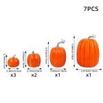 7 Stück Kürbisse, Thanksgiving-Kürbis-Dekorationen, Verschiedene Größen, künstliche Schaumstoff-Ernte-Herbst-Dekoration, künstliche Kürbisse, Dekorationen für den Innenber