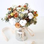 Kunstblumen Kunstblumen-Arrangements mit Vase, unsterblicher Blumenstrauß, Kapok-Sonnenblume, goldene Kugel, Tischdekoration für jeden Anlass