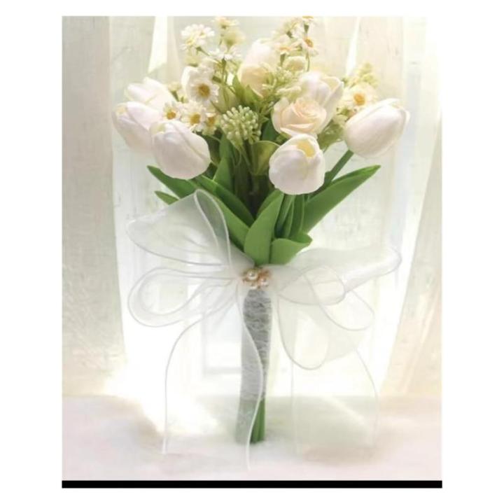 Hochzeitsstrauß for die Braut mit künstlichen Blumen, künstlichen Blumen, Dekorationszubehör for die Hochzeits- und Verlobungszeremonie, künstlicher Blumenstrauß aus Seide(Wh