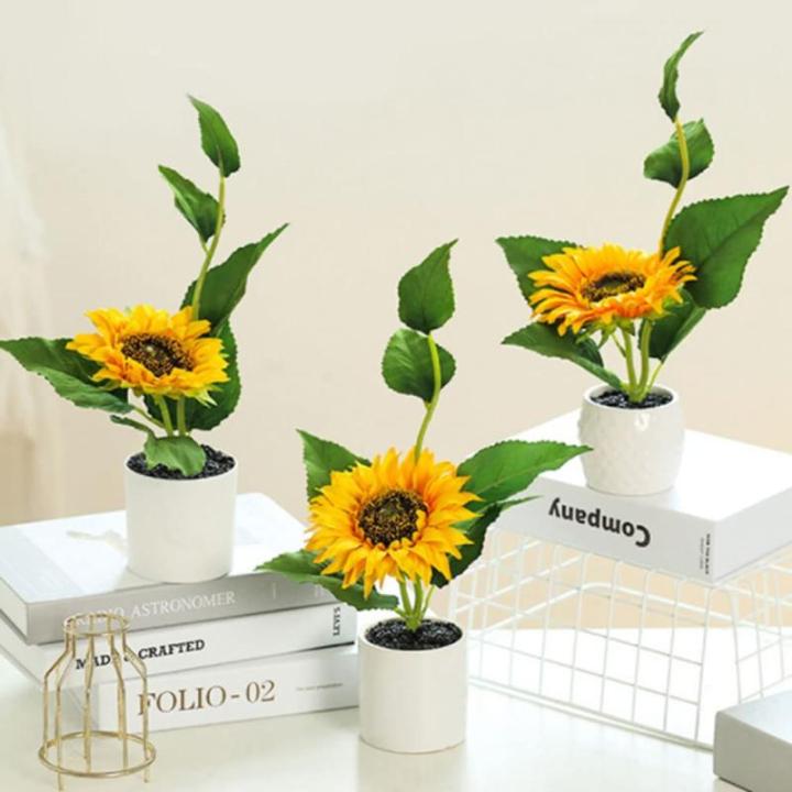 Kunstblumen Künstliche Sonnenblumen-Topfpflanzen, gelbe Kunstblume, für Flora-Arrangement, Küche, Büro, Tisch, Schreibtischdekoration für jeden Anlass