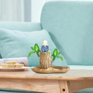 Braziliaans gloeiend hout, Braziliaanse houten plant, mini gelukshhout uit Braziliaanse houten plant met monnikstandbeelden, desktopplant, Braziliaanse houtplant, stomp