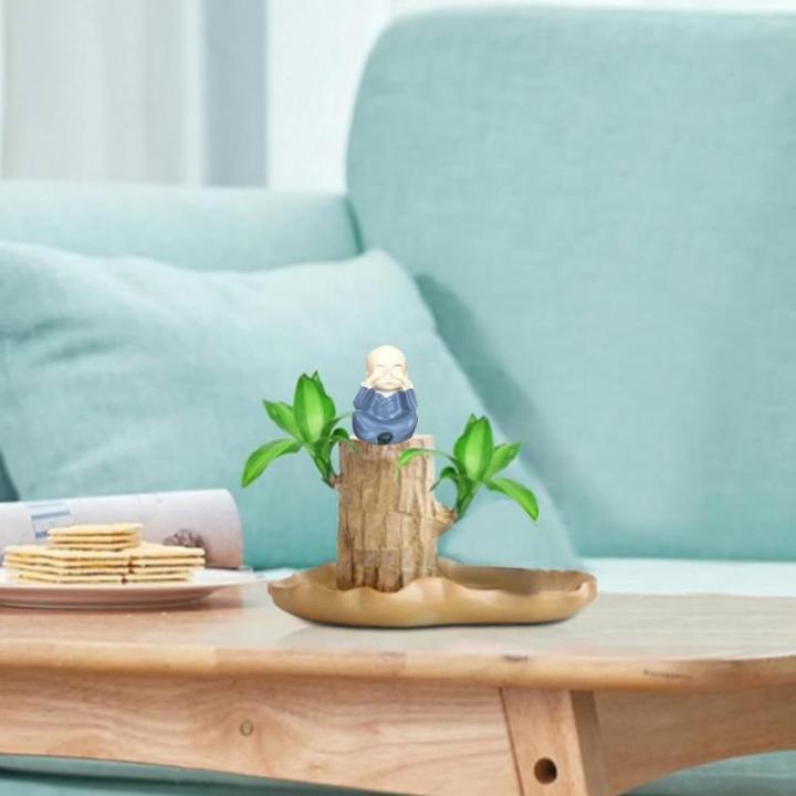 Braziliaans gloeiend hout, Braziliaanse houten plant, mini gelukshhout uit Braziliaanse houten plant met monnikstandbeelden, desktopplant, Braziliaanse houtplant, stomp
