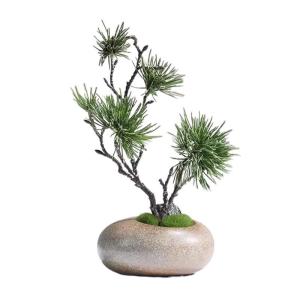 Kunstblumen Chinesischer Kiefernbonsai in Keramikvase – Elegante künstliche Pflanze für Schreibtisch- und Heimdekoration, Hoteldekoration für jeden Anlass