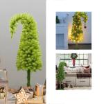 Vorbeleuchteter Weihnachtsbaum mit Metallständer, schiefer Weihnachtsbaum, künstlich, skurril, einzigartige gebogene Form, biegbarer künstlicher Kiefernbaum, 91 cm