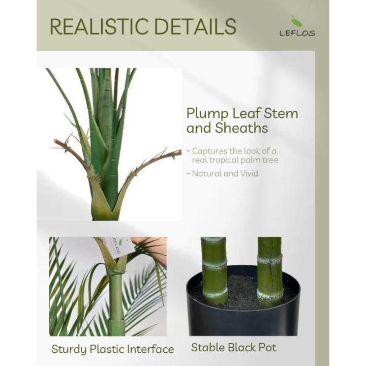 165cm künstliche Phoenix Palme, Areca Palme nur für den Innenbereich mit 2 abnehmbaren Stämmen und 24 verstellbaren Palmenblättern, deko für Büro, Laden, Wohnung und Party