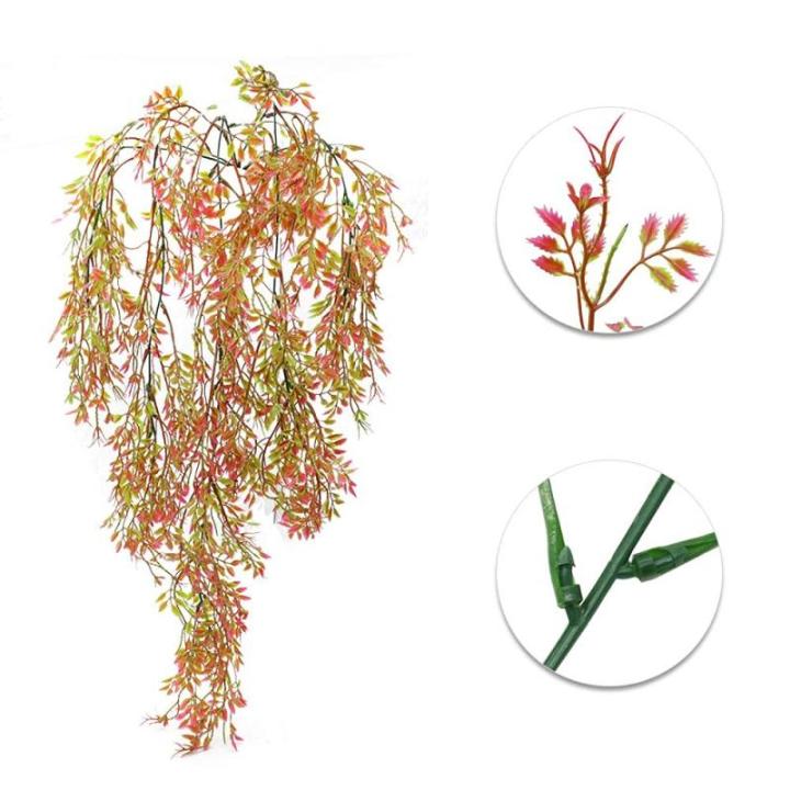, 2 stuks, kunstklimopslinger, 80 cm, voor binnen en buiten, kunstbloemen voor muur en tuin (rood)