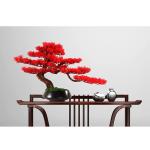 Künstlicher Bonsai-Baum Künstlicher Bonsai-Baum, 53,3 cm, künstlicher Bonsai-Kiefernbaum, lebensechter Stamm, künstliche Pflanzen-Dekoration, in schwarzem Pflanzgefäß Künstl