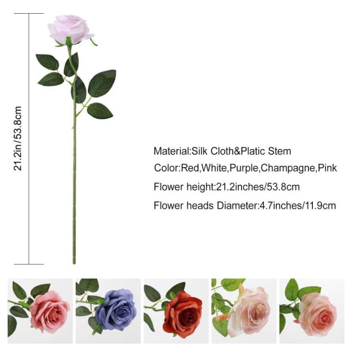 10 stuks kunstmatige zijden roos bloemen enkele stengel neprozen bloemen voor thuis feest bruiloft boeket (lichtpaars)