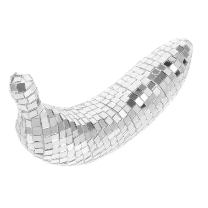 4 Stück Disco-Banane Deckel Disco-pflanzgefäß Reflektierende Spiegelkugeln Bachelorette-dekor Disco-Desktop-Dekoration Bananenverzierung Disco-Beleuchtung Armreif Schaum Silver