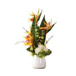Kunstblumen Orangefarbene Kunstblumen für den Innenbereich – Elegante Kunstblumendekoration für Wohnzimmer, Schlafzimmer und Balkonpflanzenarrangement für jeden Anlass