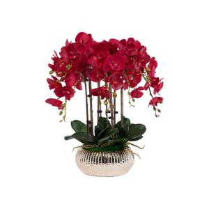 Kunstblumen Künstliches Blumenset, Phalaenopsis mit Pflanzgefäß, Kunstblume für Wohnzimmer, Simulationsblume, Heim-, Tisch- und Bürodekoration für jeden Anlass