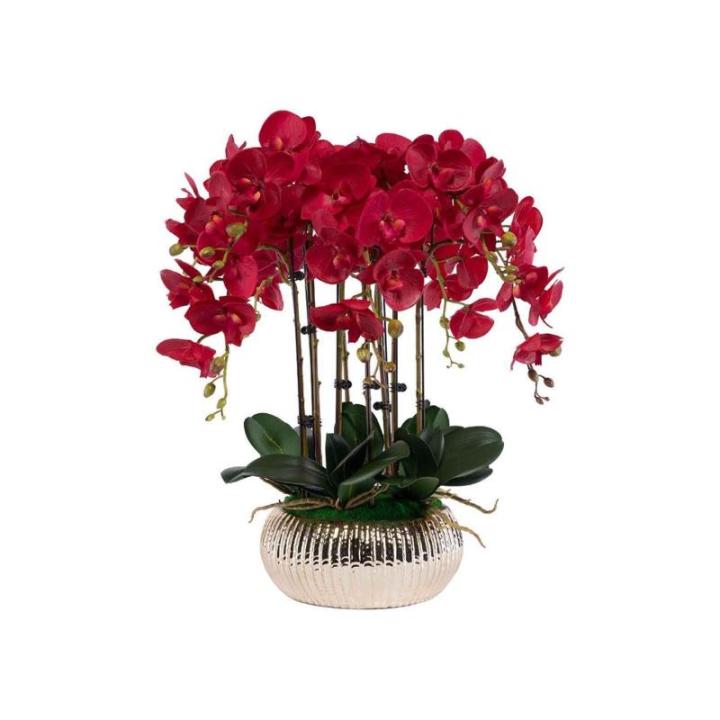 Kunstblumen Künstliches Blumenset, Phalaenopsis mit Pflanzgefäß, Kunstblume für Wohnzimmer, Simulationsblume, Heim-, Tisch- und Bürodekoration für jeden Anlass