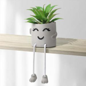 Kunstplant in pot, mini-kunstvetplanten, met hangende poten, emotioneel cement, potplant, faux decoratieve plant voor kantoor, woonkamer, tafeldecoratie, boekenkast, kerstdecoratie