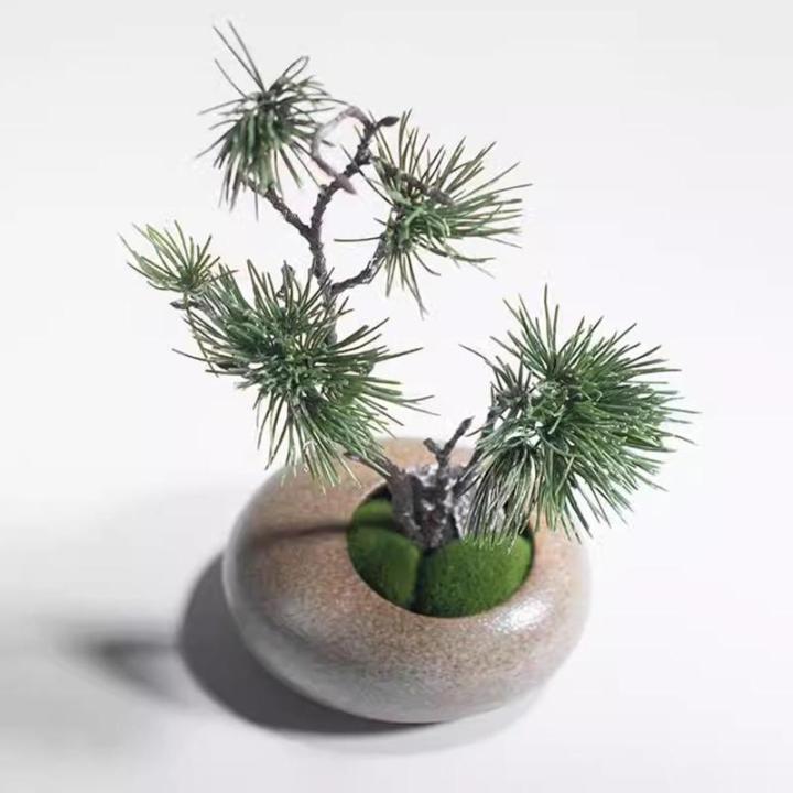 Künstlicher Bonsai-Baum Chinesischen Stil Simulation Einladende Kiefer Kleine Bonsai Dekoration Keramik Vase Set Anlage Desktop Dekoration Gefälschte Kiefer Künstliche Bäume Pf