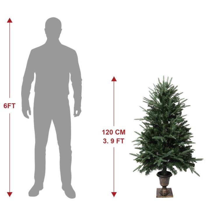 Kunstkerst, groen, 120 cm, 2 soorten dennenblad, 320 takken, 10 meter kerstboom, pvc/PE, bladeren met retro basis voor kerstdecoratie
