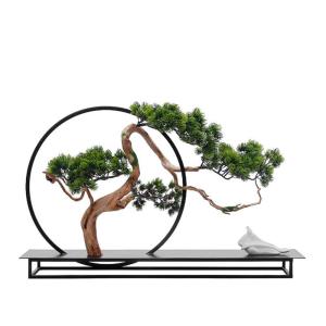 Kunstmatige Bonsai Boom Kunstbonsaiboom, 60 cm groot, Groen, Simulatie Welkomstgrenen, Bonsai Boom, Interieur Desktop Decor, Simulatieplant, Metalen Frame Kunstbomen Planten