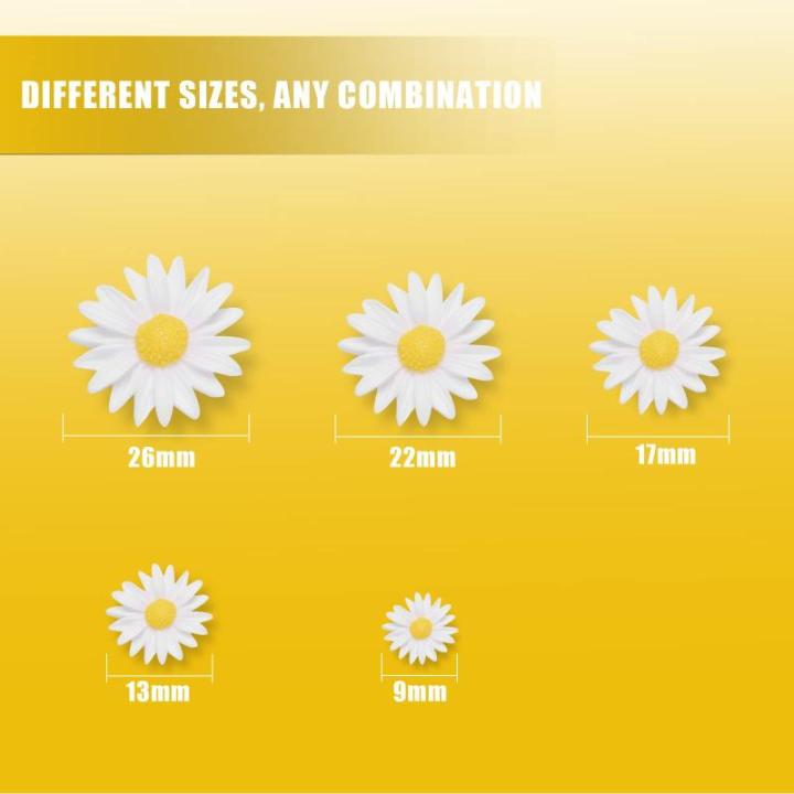 50st Resin Daisy Flower Charms, Plaksteen Hars Daisy Flowers Charms Mini Resin Daisy Flowers Daisy Resin Charms Daisy Embellishments Daisy Flowers for Crafts DIY Decoratie (5 Maten