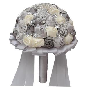 1stk Braut Rose Hochzeitssträuße Für Brautjungfern Braut Hochzeitsstrauß Weißer Blumenstrauß Brautstrauß Aus Strass Braut Rosen Frische Blumen Strauß Braut Silver