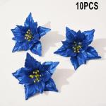 10 Stück Weihnachtsblumen-Weihnachtskränze, Weihnachtsbaum-Party-Dekoration, atemberaubende Blumendekorationen zum Schmücken von Weihnachtsbäumen (blau)