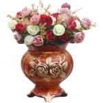 21 kunstzijden rozen, 2 bundels , decoratieve kleine boeketten , kunstboeket, realistisch plastic boeket voor huis, feest, taartdecoratie