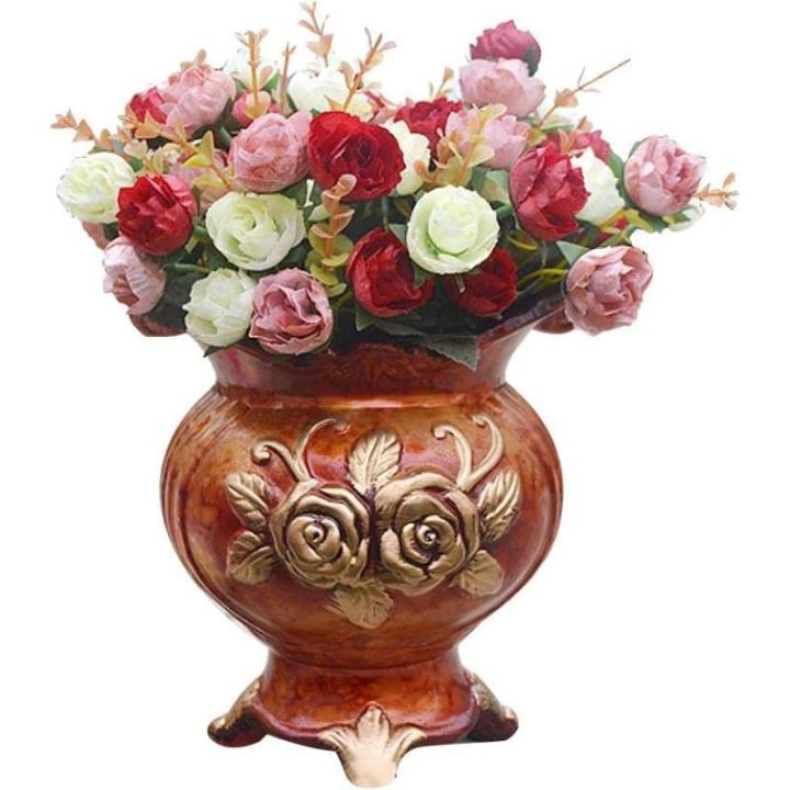 21 kunstzijden rozen, 2 bundels , decoratieve kleine boeketten , kunstboeket, realistisch plastic boeket voor huis, feest, taartdecoratie